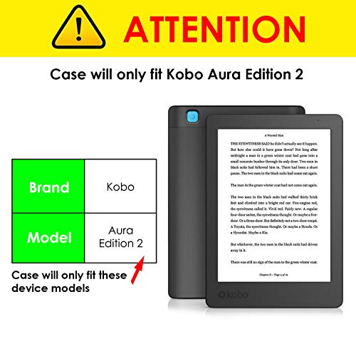 Forefront Cases Funda para Kobo Aura Edition 2 (2016) Funda Carcasa Stand Case Cover - Delgado Ligera, Protección Completa del Dispositivo y Smart Auto Sueño Estela Función - Negro