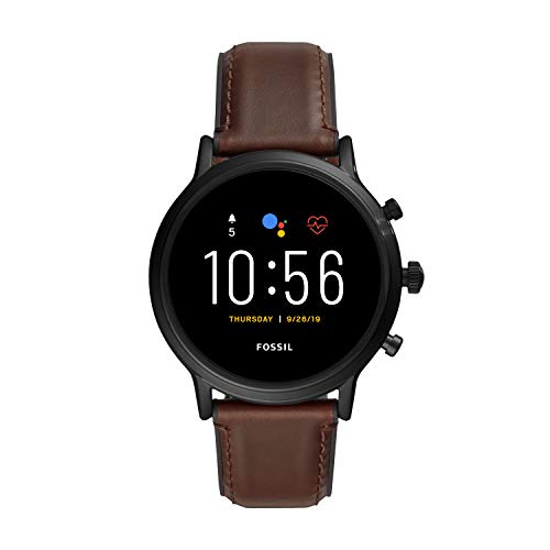 Fossil Smartwatch Pantalla Táctil para Hombre de Connected con Correa en Piel FTW4026, Cuero Marrón Oscuro