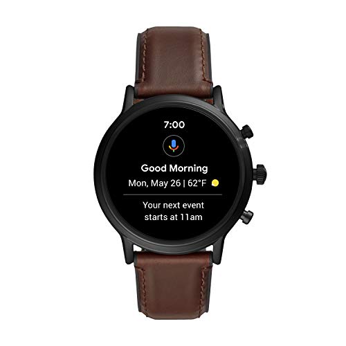 Fossil Smartwatch Pantalla Táctil para Hombre de Connected con Correa en Piel FTW4026, Cuero Marrón Oscuro