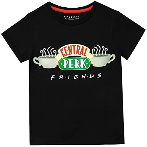 FRIENDS Pijamas de Manga Corta para niñas Central Perk Negro 9-10 Años