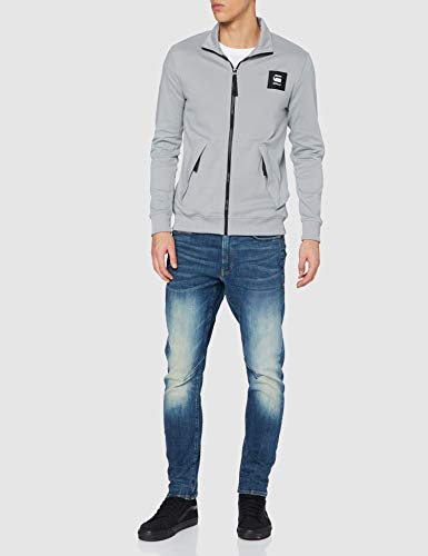 G-STAR RAW Zip Through Track Tweeter Camiseta de Manga Larga con Cremallera, Gris (Steel Grey), S para Hombre