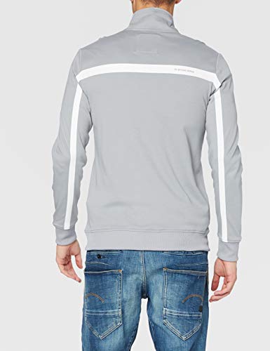 G-STAR RAW Zip Through Track Tweeter Camiseta de Manga Larga con Cremallera, Gris (Steel Grey), S para Hombre