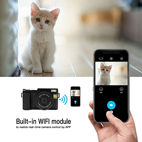 Gaeirt Cámara Digital WiFi, Cámaras para fotografía LCD de 3,0"/ Foto de 48 MP/Vídeo de 2,7 K Tarjeta de Memoria Externa hasta 128 g Rotación de 180 Grados Carga USB para Exteriores, Adultos, Regalo