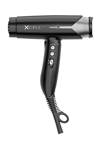 GAMMAPIU' XCELL Secador profesional, secador ultraligero 290g, secador profesional con motor digital 110.000 rpm, regulación de velocidad, 4 boquillas, 1 difusor, filtro de acero