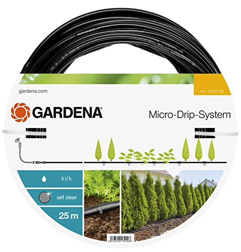 GARDENA Extensión del Set de plantas en hileras con goteros incluidos 13 mm 1/2 pulgadas riego automático y para ahorrar agua, flujo de agua 4l/h, 25 m Tubo de gotero sin accesorios 13131-20