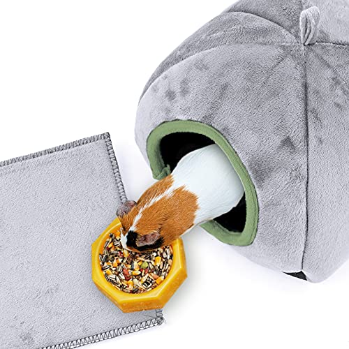 GLAITC Cama de Hámster Cama para Conejillos de Indias Cama Felpa Hamster Casa de Invierno para Animales Pequeños con Almohadilla Extraíble Cama de Cueva para Mascotas Ardilla,Hurones,Ratas,Erizos