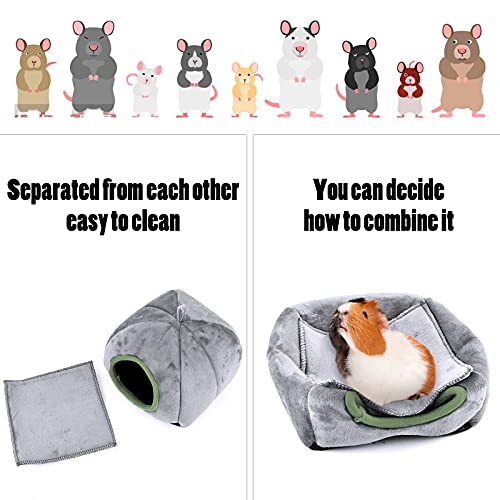 GLAITC Cama de Hámster Cama para Conejillos de Indias Cama Felpa Hamster Casa de Invierno para Animales Pequeños con Almohadilla Extraíble Cama de Cueva para Mascotas Ardilla,Hurones,Ratas,Erizos