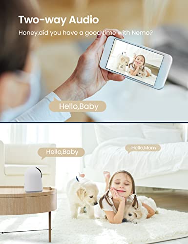 GNCC Camara Vigilancia WiFi Interior (P1-2) 1080P Cámara Vigilancia Bebé Giratoria de 360° con Visión Noturna Detección de Movimiento y Sonido, Audio Bidireccional, Compatible con Alexa y Google