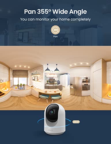 GNCC Camara Vigilancia WiFi Interior (P1-2) 1080P Cámara Vigilancia Bebé Giratoria de 360° con Visión Noturna Detección de Movimiento y Sonido, Audio Bidireccional, Compatible con Alexa y Google