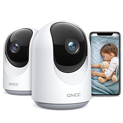 GNCC Camara Vigilancia WiFi Interior (P1-2) 1080P Cámara Vigilancia Bebé Giratoria de 360° con Visión Noturna Detección de Movimiento y Sonido, Audio Bidireccional, Compatible con Alexa y Google