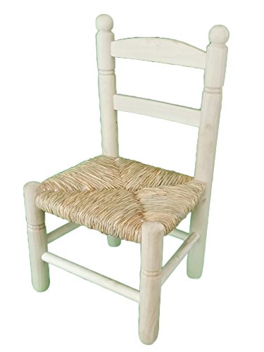 greca Silla Infantil Asiento Enea. En Madera de chopo, para Pintar. Decoración y Manualidades. Medidas (Ancho/Fondo/Alto): 35 * 27 * 60 cms. Altura del Suelo al Asiento: 26,5 cms.