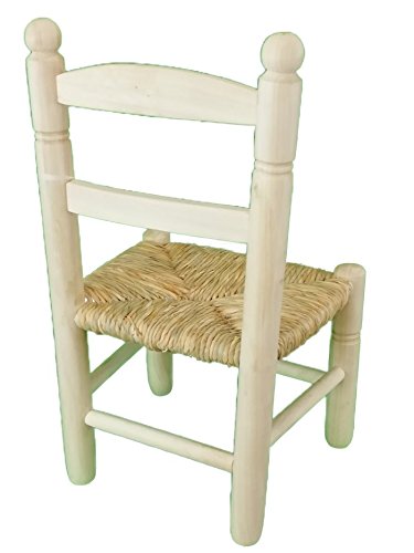 greca Silla Infantil Asiento Enea. En Madera de chopo, para Pintar. Decoración y Manualidades. Medidas (Ancho/Fondo/Alto): 35 * 27 * 60 cms. Altura del Suelo al Asiento: 26,5 cms.