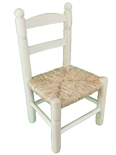 greca Silla Infantil Asiento Enea. En Madera de chopo, para Pintar. Decoración y Manualidades. Medidas (Ancho/Fondo/Alto): 35 * 27 * 60 cms. Altura del Suelo al Asiento: 26,5 cms.