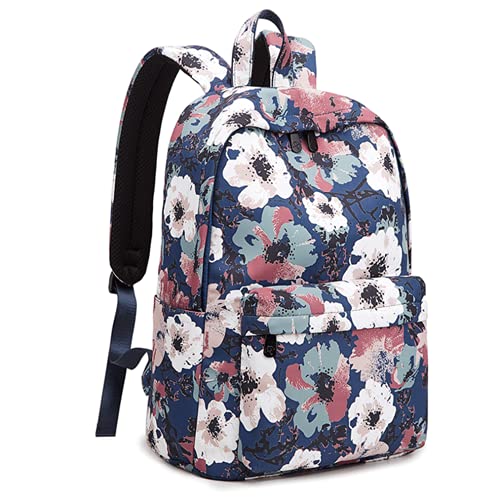 Grúa de impresión impermeable antirrobo estudiantes mochila portátil bolsa grande mochilas para niñas, Blue, Talla única