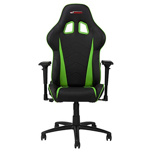 GT OMEGA Pro Silla de Juego Racing con Soporte Lumbar Silla de Oficina Ergonómica de Cuero con 4D Reposabrazos Ajustable y Respaldo Reclinable - Esport Seat para Consola de Juegos - Verde