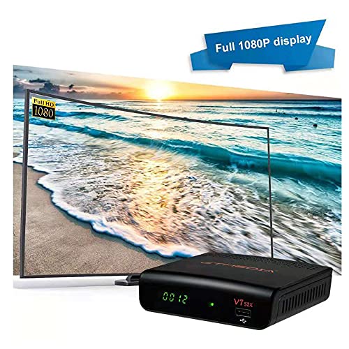 GTMEDIA V7 S2X Decodificador Satélite,Receptor Satélite de TV Digital Full HD con Antena WiFi USB, DVB-S/S2/S2X AVS +VCM/ACM/Multi-Stream/T2MI,Soporte CCCAM Youtube Biss Auto-Roll ( V7S HD Mejorada)