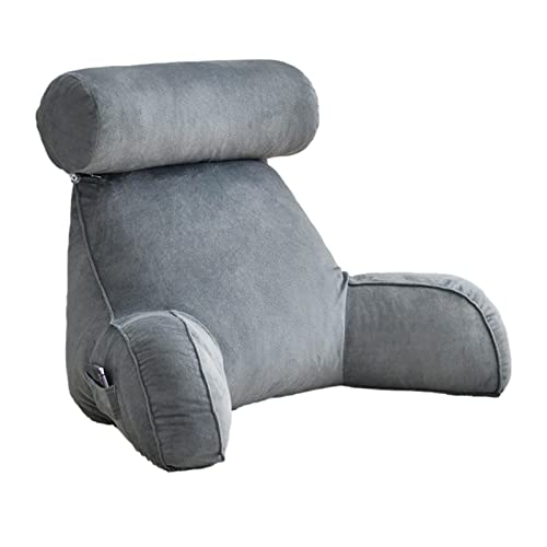 GWHW Almohadas de lectura para respaldo de cama, almohada de apoyo para cama con espuma viscoelástica triturada y soporte de brazos, almohada para silla de cama para leer/relajar/ver la televisión