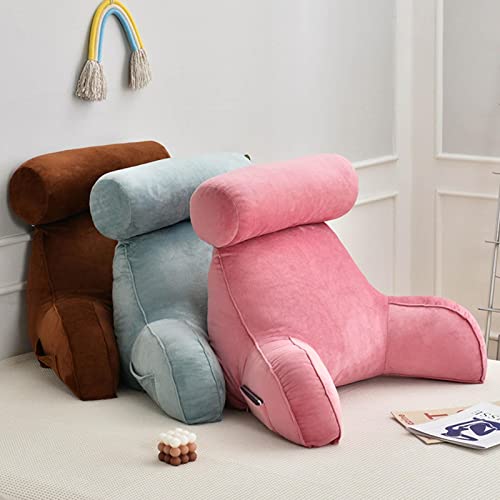 GWHW Almohadas de lectura para respaldo de cama, almohada de apoyo para cama con espuma viscoelástica triturada y soporte de brazos, almohada para silla de cama para leer/relajar/ver la televisión