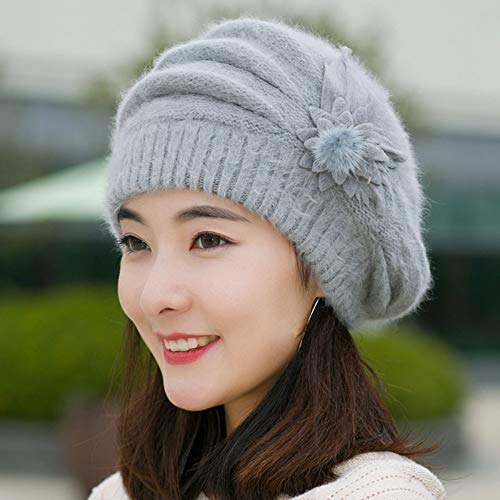 Hanxiulin Gorro de punto para invierno, gorro de invierno, gorro de punto para mujer, con agujero, unisex, térmico, gorro de invierno Twist con puños, gris, Talla única