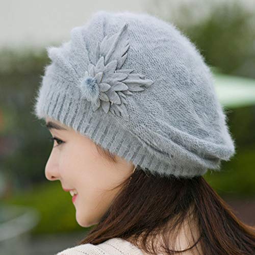 Hanxiulin Gorro de punto para invierno, gorro de invierno, gorro de punto para mujer, con agujero, unisex, térmico, gorro de invierno Twist con puños, gris, Talla única