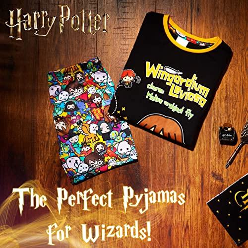 HARRY POTTER Pijamas Niña, Conjunto Pijama De Manga Corta De Hermione Granger, Pijamas Originales De Algodón, Regalos para Niñas Y Adolescentes De 7-14 Años (11-12 Años, Negro)