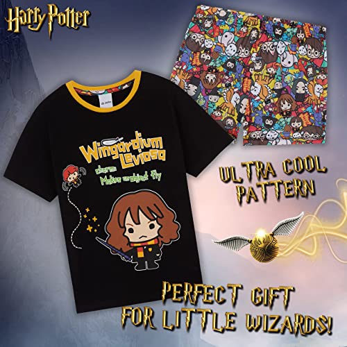 HARRY POTTER Pijamas Niña, Conjunto Pijama De Manga Corta De Hermione Granger, Pijamas Originales De Algodón, Regalos para Niñas Y Adolescentes De 7-14 Años (11-12 Años, Negro)