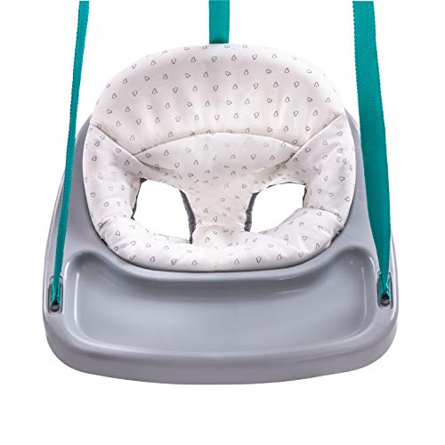 Hauck 645093 Jump - Columpio Interior Baby, a partir de 6 Meses, Regulable en Altura, Cinchas para Amarrar, Sin Taladrar Agujeros, Gris/Turquesa