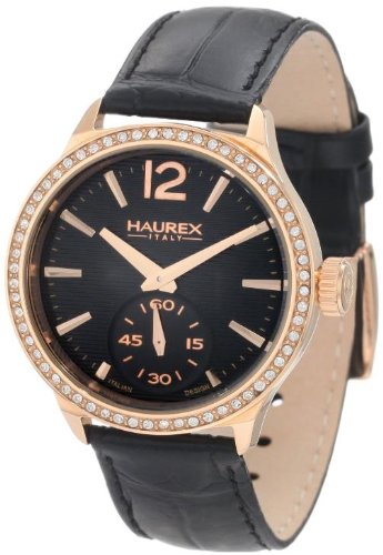 Haurex Italy Grand Class Black Dial Watch #FH341DNH - Reloj de Mujer de Cuarzo, Correa de Piel Color Negro