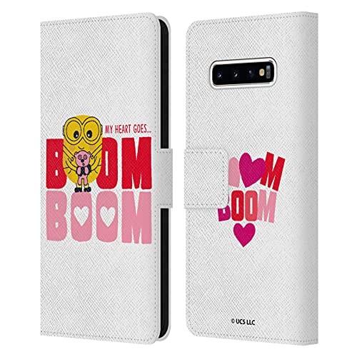 Head Case Designs Licenciado Oficialmente Minions Rise of GRU(2021) Bob Heart va en Auge San Valentín 2021 Carcasa de Cuero Tipo Libro Compatible con Samsung Galaxy S10+ / S10 Plus