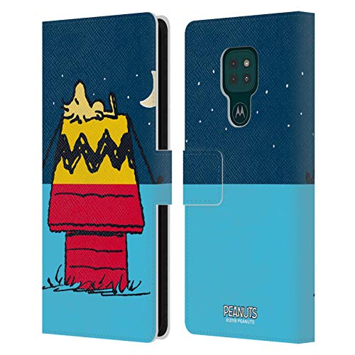 Head Case Designs Licenciado Oficialmente Peanuts Woodstock Alquiler de casa Mitades y Risas Carcasa de Cuero Tipo Libro Compatible con Motorola Moto G9 Play