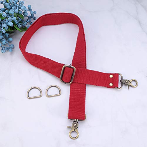 HEALLILY Correa de Hombro Ajustable Correa de reemplazo de Lona Antideslizante Bolso Bandolera Correa de Bolso 3.2cm (Rojo)