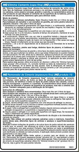 HG Elimina Cemento de Película de Lechada para los Residuos en Baldosas, Cerámicas No Porosas y Losas -1 L