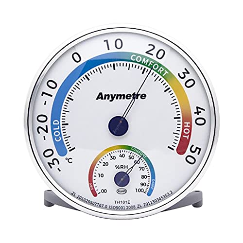 Higrometro Analogico/Hidrometro/Termometro Ambiente Interior/Termometro Ambiental/Medidor Humedad Casa,Sin Batería (13cm, Redondo)