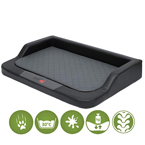 Hobbydog L MELCZG1 Medico Lux - Cama para Perros (Piel sintética) con colchoneta viscoelástica Ortopédica, L, Color Negro y Gris