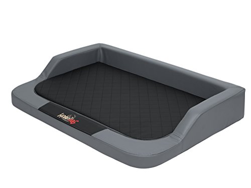 Hobbydog XL Melgrc2 Hobbydog XL 94x62 (R2) Medico Lux - Cama para Perros (Piel sintética) Gris - Negro con colchoneta viscoelástica Ortopédica XL, Gris - Negro