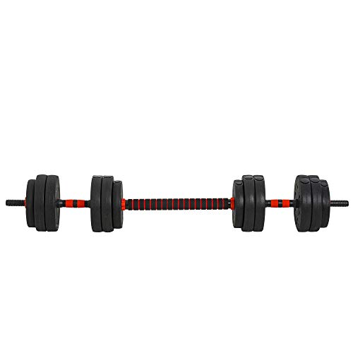 HOMCOM Juego de Mancuernas 2 en 1 de 25 kg con Barra Ajustable Entrenamiento de Fuerza y Levantamiento de Pesas para Hogar Oficina Gimnasio Negro