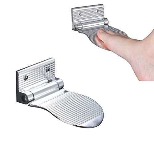 Hosoncovy Reposapiés de baño de aleación de aluminio antideslizante plegable montaje en pared Ducha pie pie pie ducha pedal ayuda pierna paso para entrada de baño (plata)