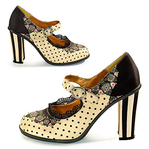 Hot Chocolate Design Chocolaticas Doris Tacon Mary Jane para Mujeres Multicolor HCD 38