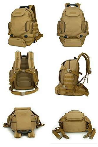 HUNTVP Mochila de Asalto Estilo Militar Táctical MOLLE Sistema 3 Vías de Llevar Gran Bolsa de Nylon Impermeable 40L para Las Actividades Aire Libre Senderismo Caza Viajar, Color Negro