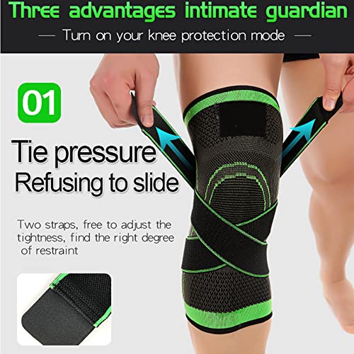 HWQJR Almohadillas de Rodilla Deportivas, Teclas de Rodilla de Punto Doble, 3D tridimensionales cómodas y Transpirables Rodillas para Fitness/Deportes/Exterior,Negro,XXL