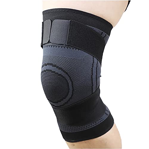 HWQJR Almohadillas de Rodilla Deportivas, Teclas de Rodilla de Punto Doble, 3D tridimensionales cómodas y Transpirables Rodillas para Fitness/Deportes/Exterior,Negro,XXL