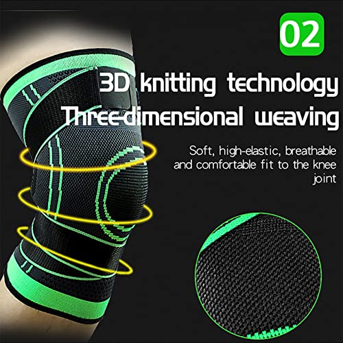 HWQJR Almohadillas de Rodilla Deportivas, Teclas de Rodilla de Punto Doble, 3D tridimensionales cómodas y Transpirables Rodillas para Fitness/Deportes/Exterior,Negro,XXL