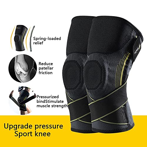 HWQJR Pistas de Rodilla Deportiva, Soporte de la Rodilla de compresión, Rodilleras de Baloncesto con Protector de Patella para Gimnasio/Deportes/Unisex,S