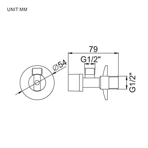 Ibergrif M22008 - Llave de Escuadra, Válvula de Angulo Latón, Crome, Plata ,G1/2 ", Dos Piezas/Caja