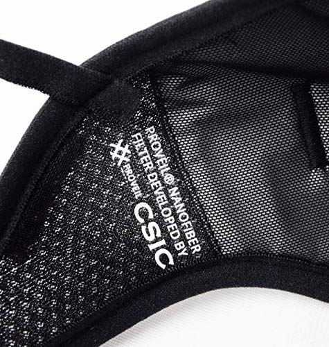 IDAWEN Sport Fashion Mascarilla Deportiva IDAWENMASK 2.0 - con Filtro de Nanofibras del CSIC - Máscara de Deporte de Cierre con Velcro - Mascarilla Lavable - Color Negro - Talla XL