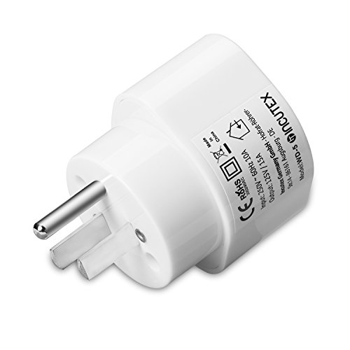 Incutex 2X Adaptador USA Tierra, Adaptador Estados Unidos 3 Pin, Adaptador USA Tipo B, Blanco