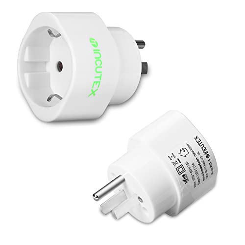 Incutex 2X Adaptador USA Tierra, Adaptador Estados Unidos 3 Pin, Adaptador USA Tipo B, Blanco