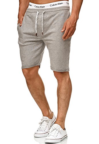 Indicode Caballero Aldrich Pantalones Cortos de Sudadera con Interior Polar y cordón | Corto Pantalón Shorts De Deporte chándal Sweat Pants Entrenamiento para Hombres Lt Grey Mix M