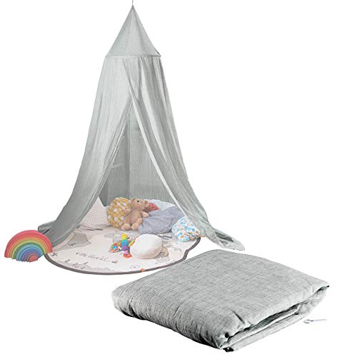 infactory pabellón niños: Marquesina infantil con protección contra insectos, Gris, plegable (Cama con dosel)