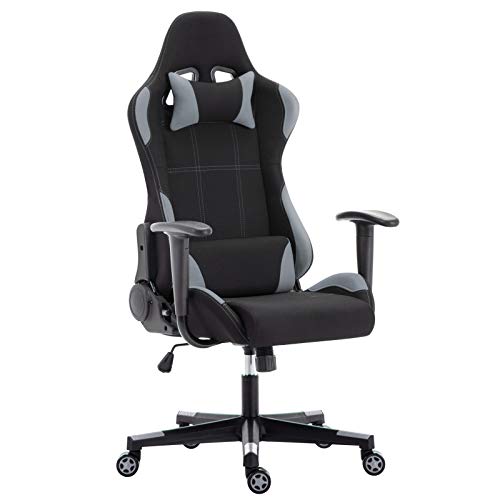 IntimaTe WM Heart Silla Gaming Tela, Silla Gamer Ergonómica, Silla con Respaldo Alto, Oficina Silla Computadora Giratoria , Altura Ajustable y Mecanismo de Inclinación, Flexible (Gris)